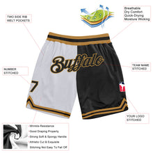 Laden Sie das Bild in den Galerie-Viewer, Custom White Black-Old Gold Authentic Throwback Split Fashion Basketball Shorts