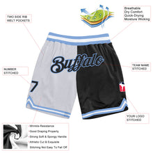 Load image into Gallery viewer, Custom White Black-Light Blue Authentic Throwback Split Fashion Basketball Shorts