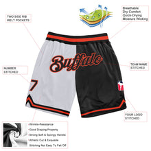 Laden Sie das Bild in den Galerie-Viewer, Custom White Black-Orange Authentic Throwback Split Fashion Basketball Shorts