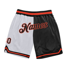 Laden Sie das Bild in den Galerie-Viewer, Custom White Black-Orange Authentic Throwback Split Fashion Basketball Shorts