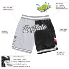 Laden Sie das Bild in den Galerie-Viewer, Custom Black White-Gray Authentic Throwback Split Fashion Basketball Shorts