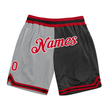 Загрузить изображение в средство просмотра галереи, Custom Gray Red-Black Authentic Throwback Split Fashion Basketball Shorts