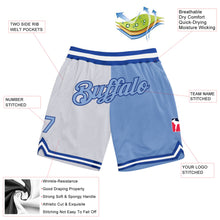 Laden Sie das Bild in den Galerie-Viewer, Custom White Light Blue-Royal Authentic Throwback Split Fashion Basketball Shorts