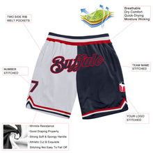 Load image into Gallery viewer, Custom White Navy-Red Authentic Throwback Split Fashion Basketball Shorts