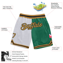 Load image into Gallery viewer, Custom White Old Gold-Kelly Green Authentic Throwback Split Fashion Basketball Shorts