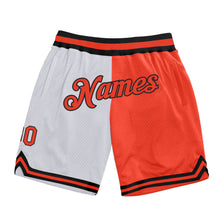 Загрузить изображение в средство просмотра галереи, Custom White Orange-Black Authentic Throwback Split Fashion Basketball Shorts