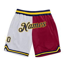 Загрузить изображение в средство просмотра галереи, Custom White Navy-Maroon Authentic Throwback Split Fashion Basketball Shorts