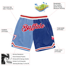 Load image into Gallery viewer, Custom Light Blue Red-Royal Authentic Throwback Split Fashion Basketball Shorts