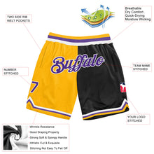 Laden Sie das Bild in den Galerie-Viewer, Custom Gold Purple-Black Authentic Throwback Split Fashion Basketball Shorts