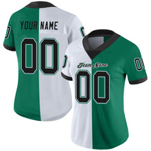 Load image into Gallery viewer, Custom Kelly Green Black-White Split Fashion Football Jersey