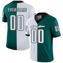 Load image into Gallery viewer, Custom Midnight Green White-Black Split Fashion Football Jersey