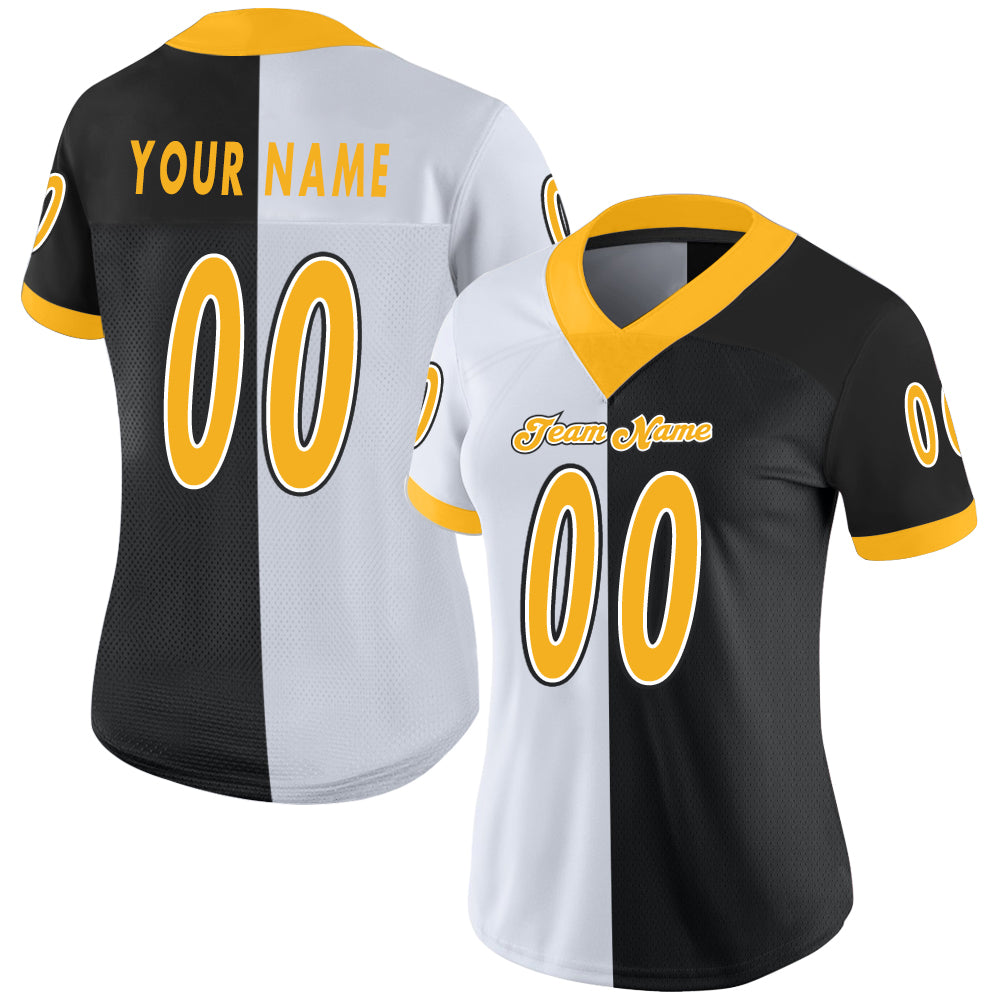 Cheap Custom Black Gold-White Mesh Split Fashion Football Jersey Free  Shipping – CustomJerseysPro