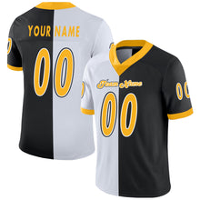 Load image into Gallery viewer, Custom Black Gold-White Split Fashion Football Jersey
