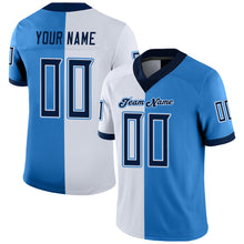 Laden Sie das Bild in den Galerie-Viewer, Custom Powder Blue Navy-White Split Fashion Football Jersey