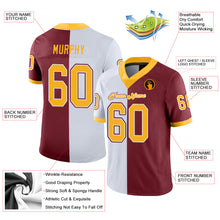 Load image into Gallery viewer, Custom Burgundy Gold-White Mesh Split Fashion Football Jersey
