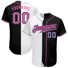 Load image into Gallery viewer, Custom Black Pink-White Authentic Split Fashion Baseball Jersey