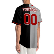 Laden Sie das Bild in den Galerie-Viewer, Custom Black Red-Gray Authentic Split Fashion Baseball Jersey