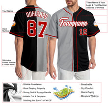 Laden Sie das Bild in den Galerie-Viewer, Custom Black Red-Gray Authentic Split Fashion Baseball Jersey
