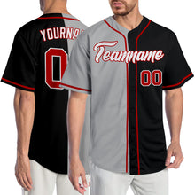 Laden Sie das Bild in den Galerie-Viewer, Custom Black Red-Gray Authentic Split Fashion Baseball Jersey