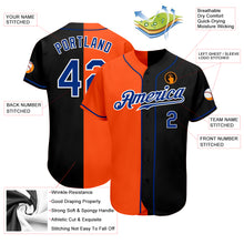 Load image into Gallery viewer, Custom Black Royal-Orange Authentic Split Fashion Baseball Jersey