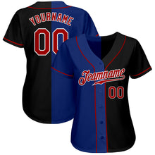 Charger l'image dans la galerie, Custom Black Red-Royal Authentic Split Fashion Baseball Jersey