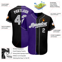 Load image into Gallery viewer, Custom Black Gray-Purple Authentic Split Fashion Baseball Jersey