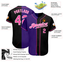 Load image into Gallery viewer, Custom Black Pink-Purple Authentic Split Fashion Baseball Jersey