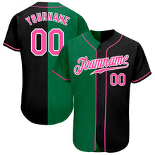 Load image into Gallery viewer, Custom Black Pink-Kelly Green Authentic Split Fashion Baseball Jersey