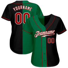 Laden Sie das Bild in den Galerie-Viewer, Custom Black Red-Kelly Green Authentic Split Fashion Baseball Jersey