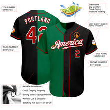Laden Sie das Bild in den Galerie-Viewer, Custom Black Red-Kelly Green Authentic Split Fashion Baseball Jersey