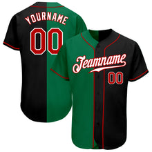Laden Sie das Bild in den Galerie-Viewer, Custom Black Red-Kelly Green Authentic Split Fashion Baseball Jersey