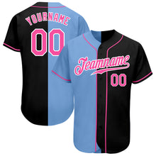 Load image into Gallery viewer, Custom Black Pink-Light Blue Authentic Split Fashion Baseball Jersey