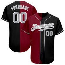 Load image into Gallery viewer, Custom Black Gray-Crimson Authentic Split Fashion Baseball Jersey