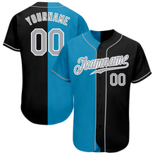Load image into Gallery viewer, Custom Black Gray-Panther Blue Authentic Split Fashion Baseball Jersey