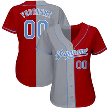 Load image into Gallery viewer, Custom Red Light Blue-Gray Authentic Split Fashion Baseball Jersey