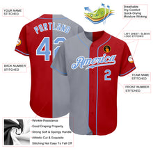 Load image into Gallery viewer, Custom Red Light Blue-Gray Authentic Split Fashion Baseball Jersey