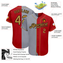 Load image into Gallery viewer, Custom Red Old Gold-Gray Authentic Split Fashion Baseball Jersey