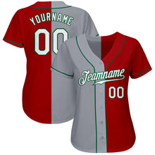 Load image into Gallery viewer, Custom Red White-Gray Authentic Split Fashion Baseball Jersey