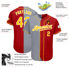 Load image into Gallery viewer, Custom Red Gold-Gray Authentic Split Fashion Baseball Jersey