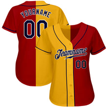 Load image into Gallery viewer, Custom Red Navy-Yellow Authentic Split Fashion Baseball Jersey