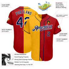 Load image into Gallery viewer, Custom Red Navy-Yellow Authentic Split Fashion Baseball Jersey