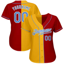 Load image into Gallery viewer, Custom Red Light Blue-Yellow Authentic Split Fashion Baseball Jersey