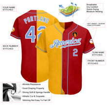 Load image into Gallery viewer, Custom Red Light Blue-Yellow Authentic Split Fashion Baseball Jersey
