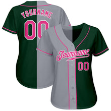 Load image into Gallery viewer, Custom Green Pink-Gray Authentic Split Fashion Baseball Jersey