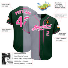 Load image into Gallery viewer, Custom Green Pink-Gray Authentic Split Fashion Baseball Jersey