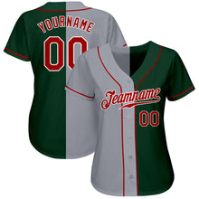 Load image into Gallery viewer, Custom Green Red-Gray Authentic Split Fashion Baseball Jersey