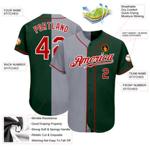 Load image into Gallery viewer, Custom Green Red-Gray Authentic Split Fashion Baseball Jersey