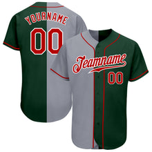 Load image into Gallery viewer, Custom Green Red-Gray Authentic Split Fashion Baseball Jersey