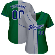 Load image into Gallery viewer, Custom Kelly Green Royal-Gray Authentic Split Fashion Baseball Jersey