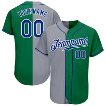 Load image into Gallery viewer, Custom Kelly Green Royal-Gray Authentic Split Fashion Baseball Jersey